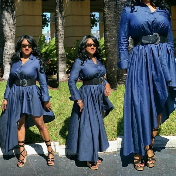 ❣💥5-STARS 🎉Sassy Jean Midi Dress - Picture 3 of 6